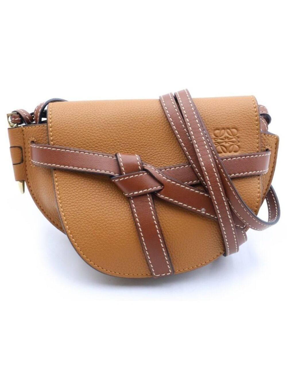 Loewe Gate Dual Mini Shoulder Bag Brown Leather Gold